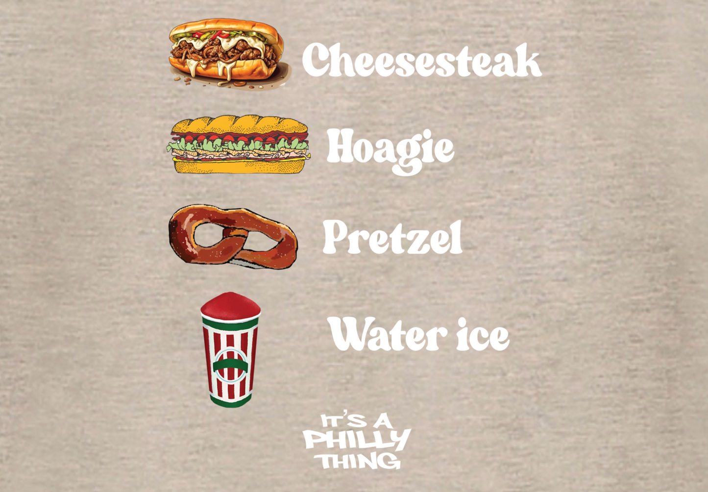 CHEESESTEAK HOAGIE PRETZEL WATER ICE
