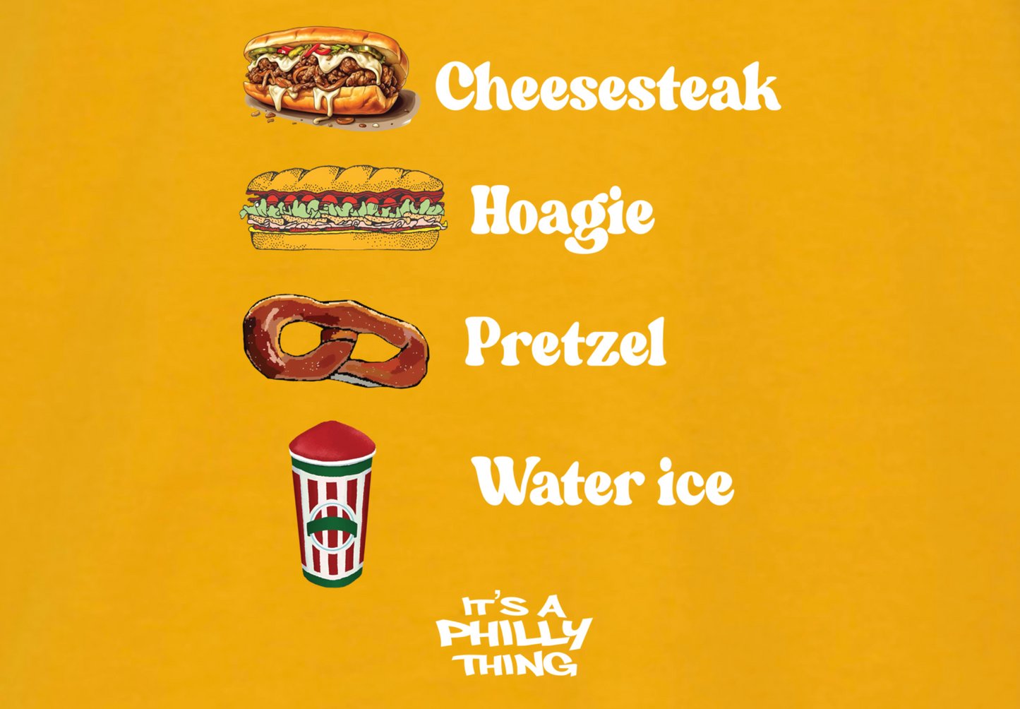 CHEESESTEAK HOAGIE PRETZEL WATER ICE