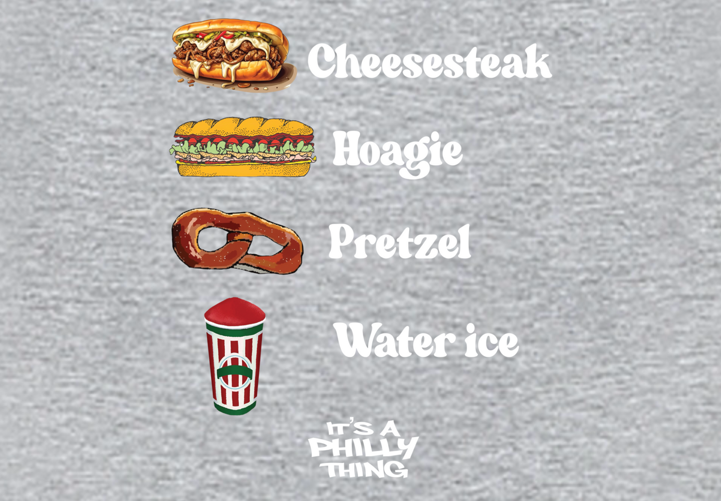 CHEESESTEAK HOAGIE PRETZEL WATER ICE