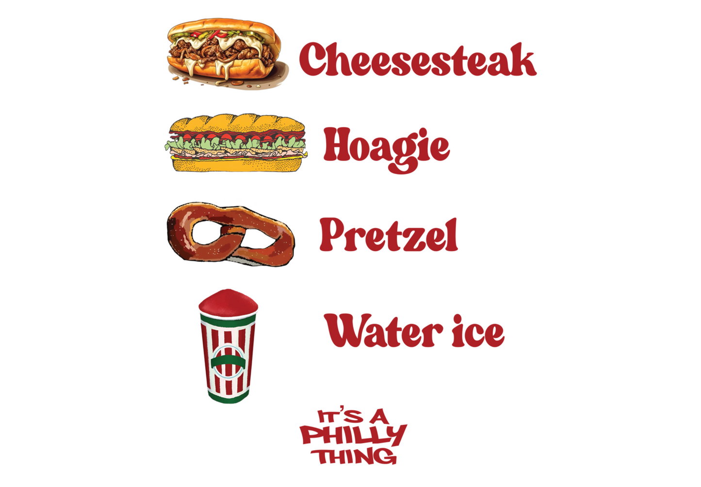 CHEESESTEAK HOAGIE PRETZEL WATER ICE