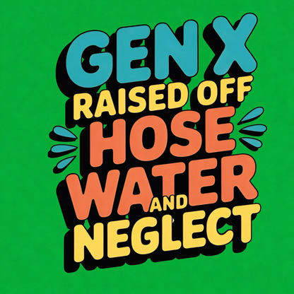 Gen X Raised Off Hose Water and Neglect graphic T-shirt - Kelly Green