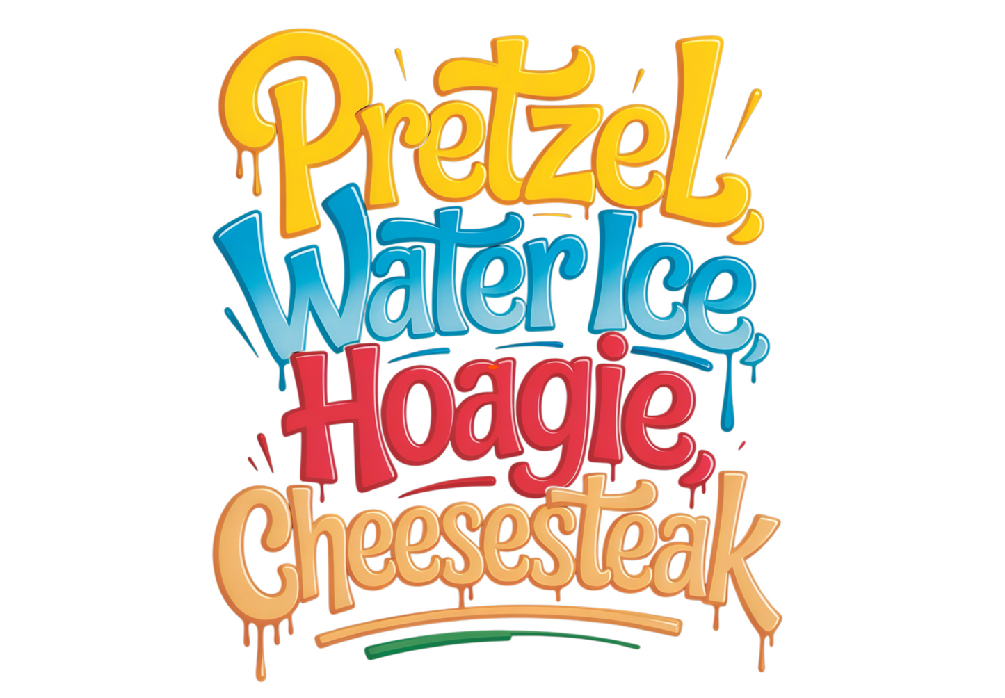 PRETZELS WATER ICE HOAGIE CHEESESTEAK