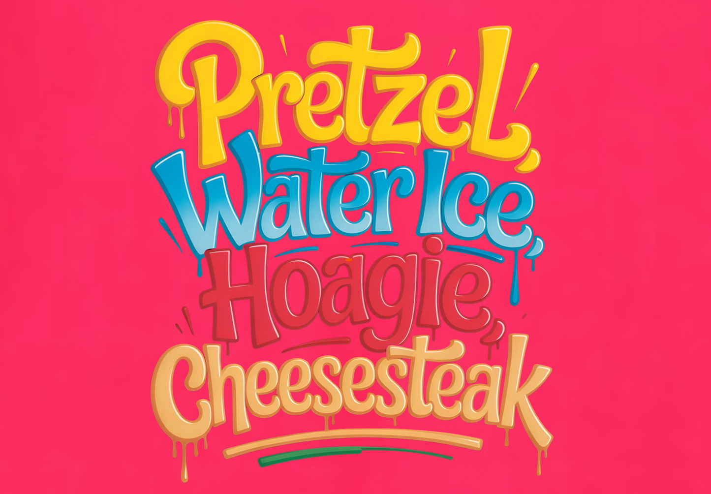 PRETZELS WATER ICE HOAGIE CHEESESTEAK