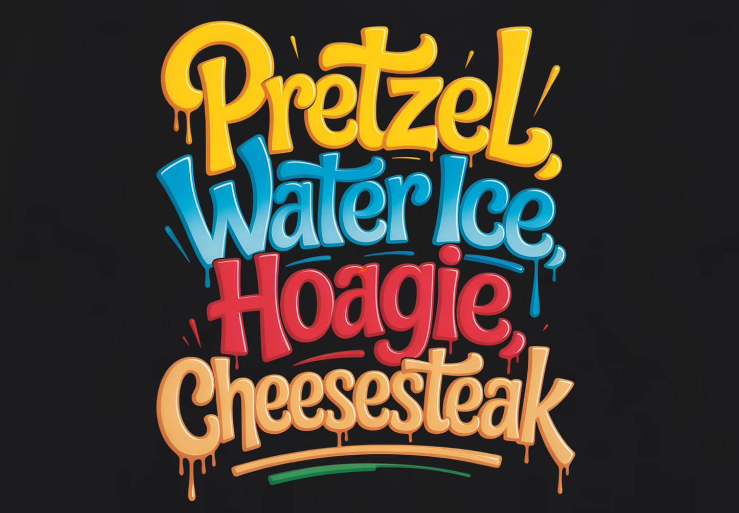 PRETZELS WATER ICE HOAGIE CHEESESTEAK