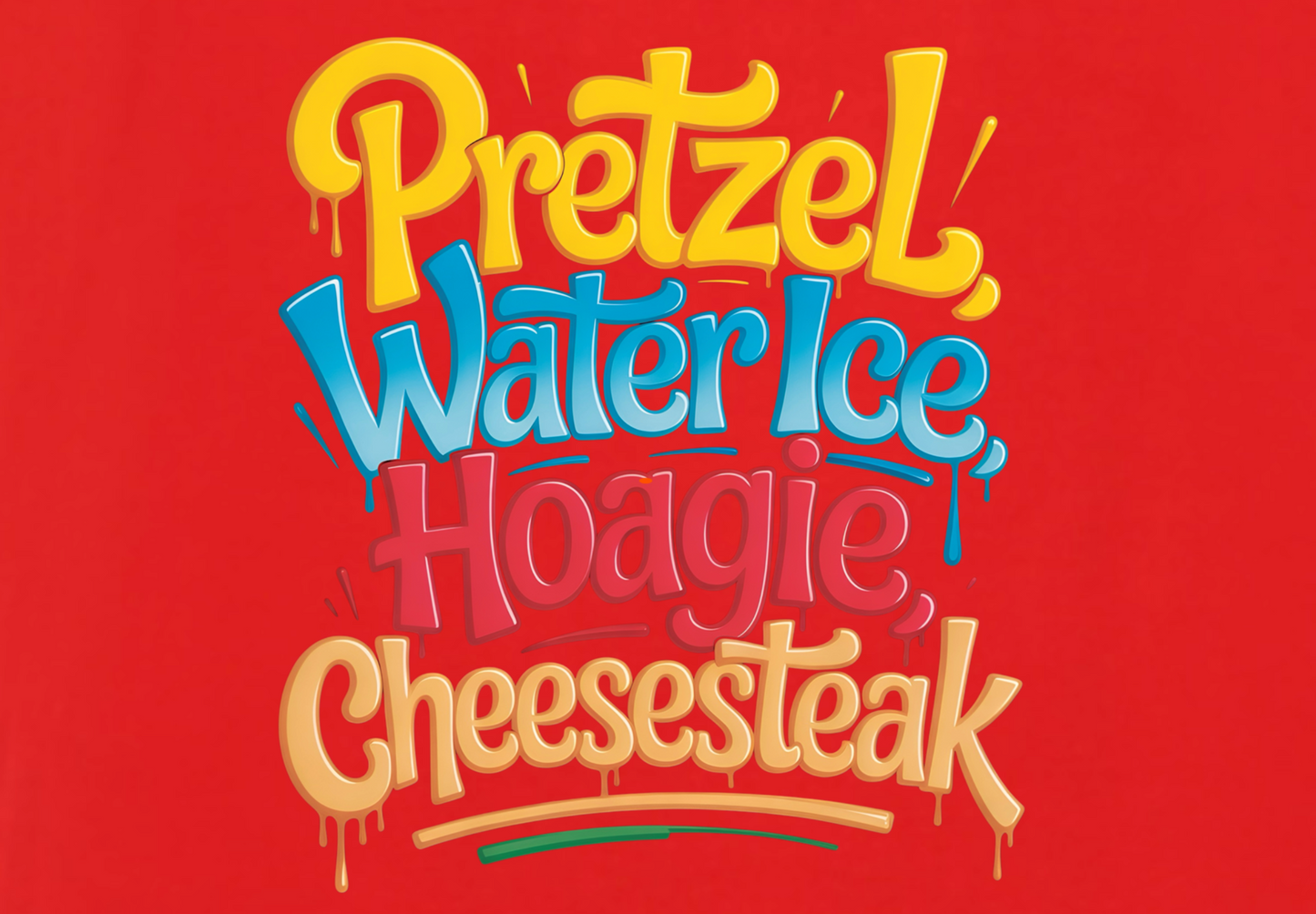 PRETZELS WATER ICE HOAGIE CHEESESTEAK