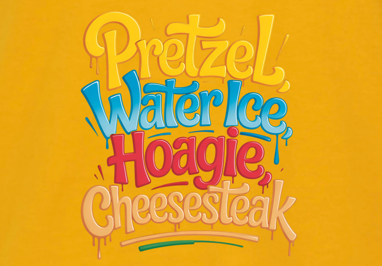 PRETZELS WATER ICE HOAGIE CHEESESTEAK