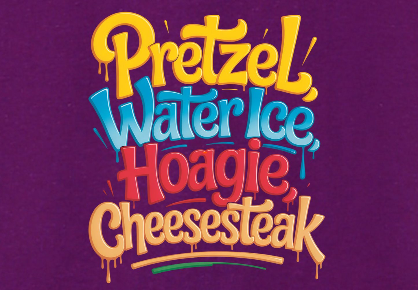 PRETZELS WATER ICE HOAGIE CHEESESTEAK