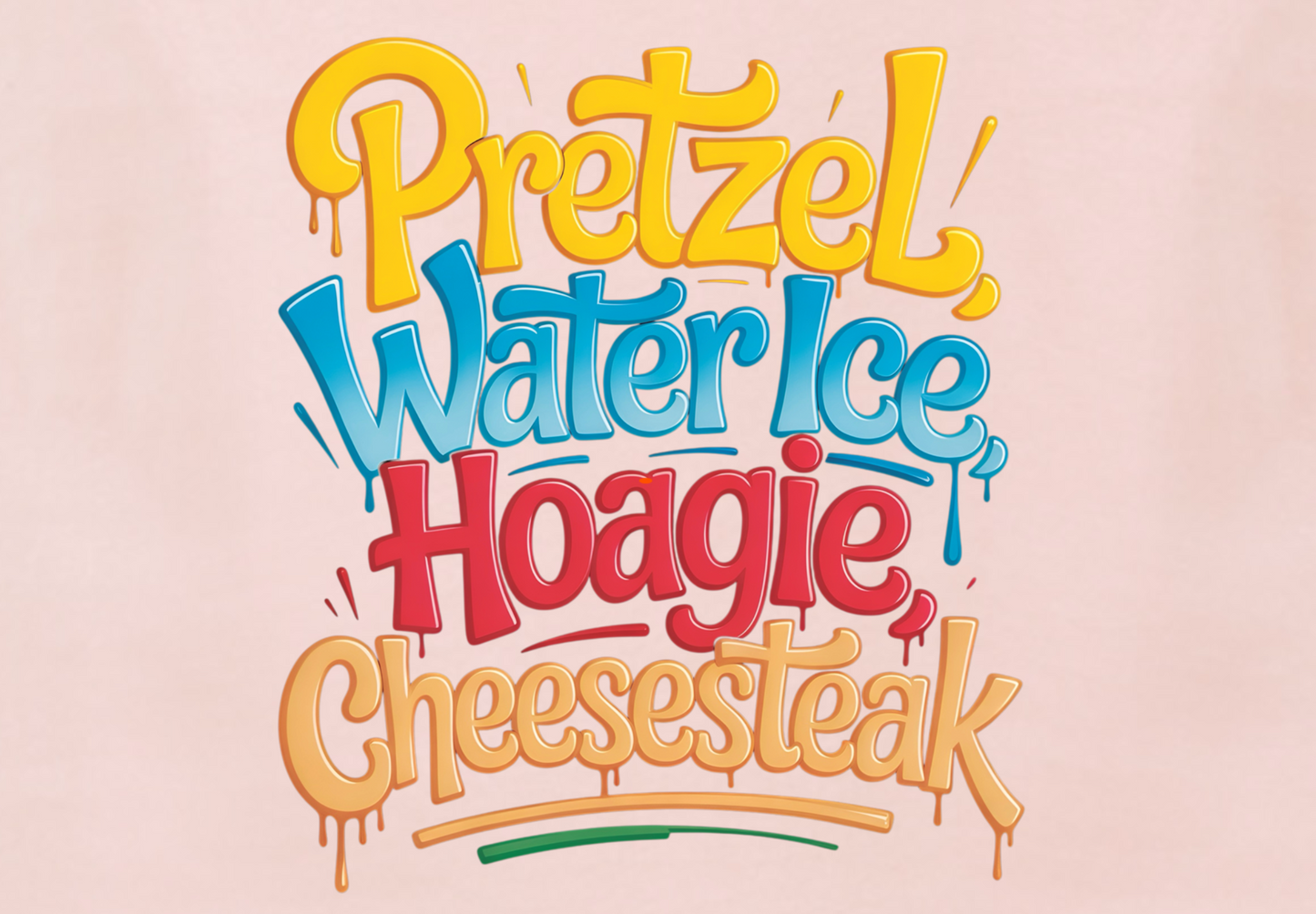 PRETZELS WATER ICE HOAGIE CHEESESTEAK