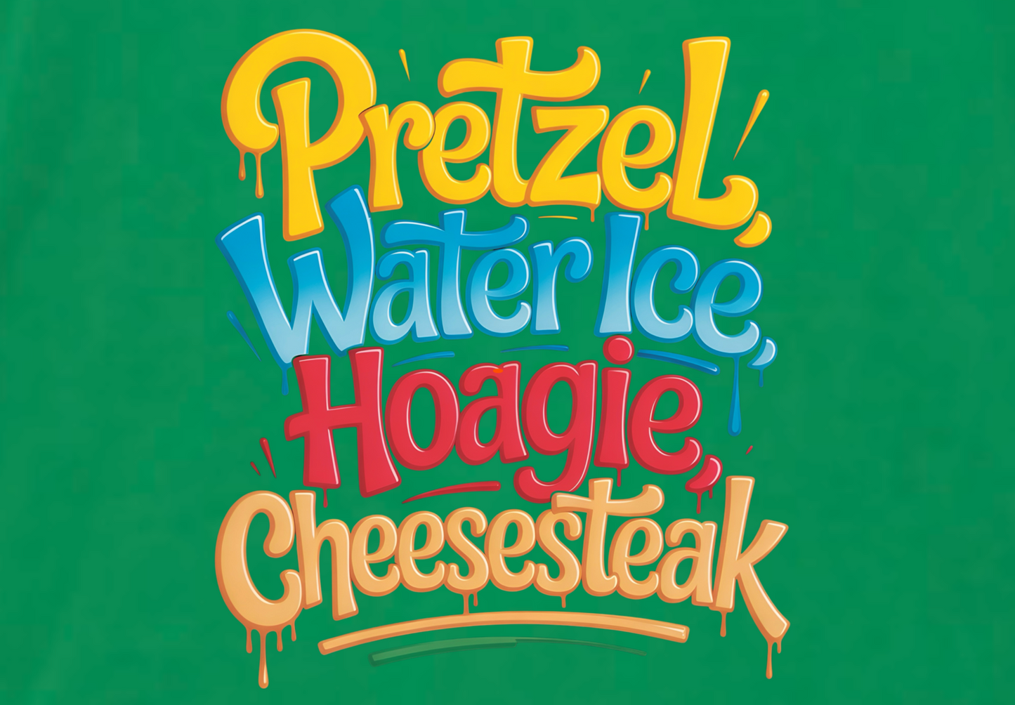 PRETZELS WATER ICE HOAGIE CHEESESTEAK