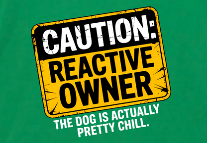 CAUTION REACTIVE OWNER: THE DOG IS ACTUALLY CHILL