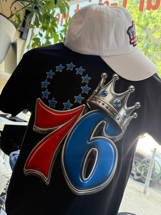 Lebron James Philadelphia 76ers King Crown graphic T-Shirt - Black