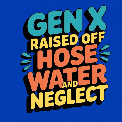 Gen X Raised Off Hose Water and Neglect graphic T-shirt - Royal