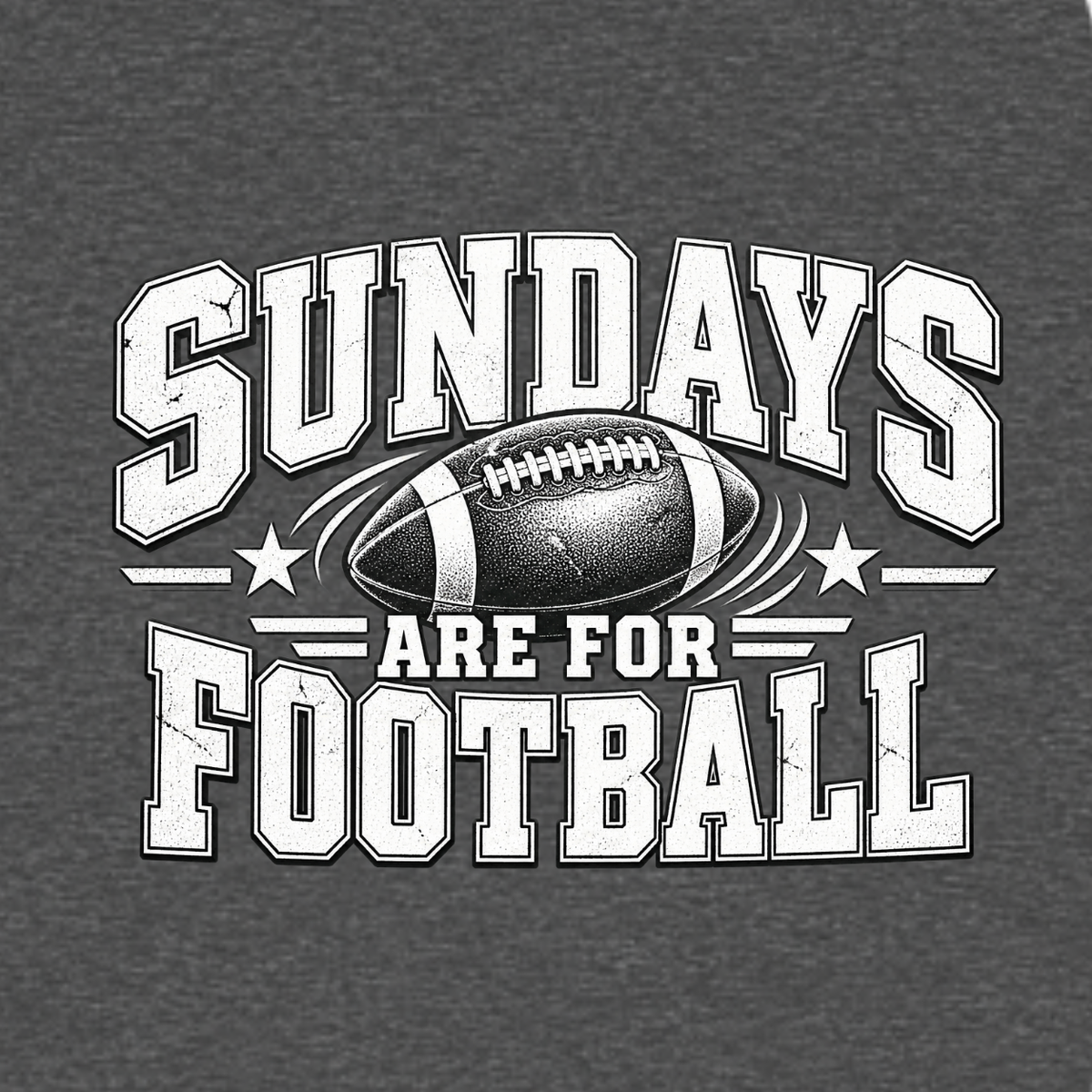 Sundays Are for Football vintage game day T-shirt featuring distressed athletic lettering and detailed football graphic – Charcoal