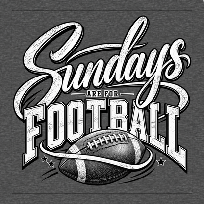 Sundays Are for Football T-shirt featuring oversized script lettering, distressed athletic typography and detailed football graphic – Charcoal