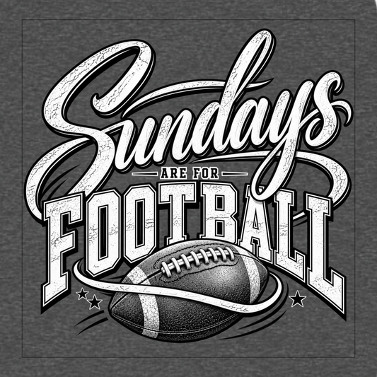 Sundays Are for Football T-shirt featuring oversized script lettering, distressed athletic typography and detailed football graphic – Charcoal