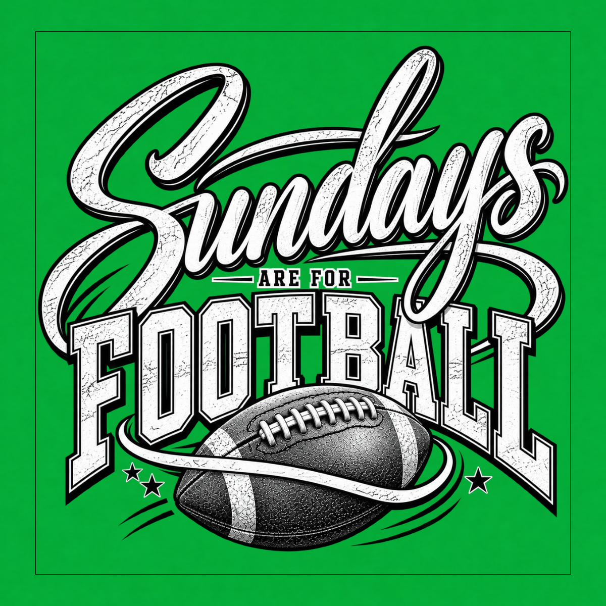 Sundays Are for Football T-shirt featuring oversized script lettering, distressed athletic typography and detailed football graphic – Kelly Green