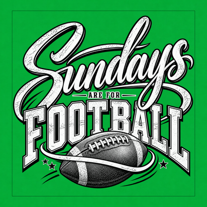 Sundays Are for Football T-shirt featuring oversized script lettering, distressed athletic typography and detailed football graphic – Kelly Green