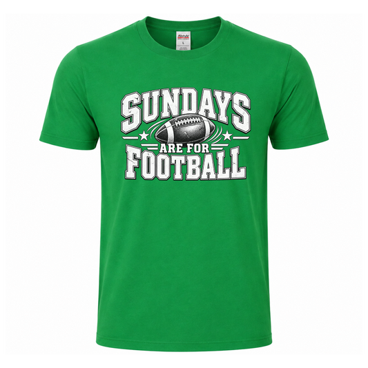 Sundays Are for Football vintage game day T-shirt featuring distressed athletic lettering and detailed football graphic –  Green Tee