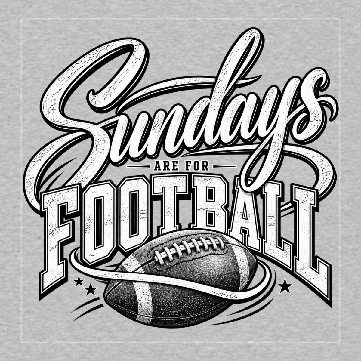 Sundays Are for Football T-shirt featuring oversized script lettering, distressed athletic typography and detailed football graphic – Heather Grey