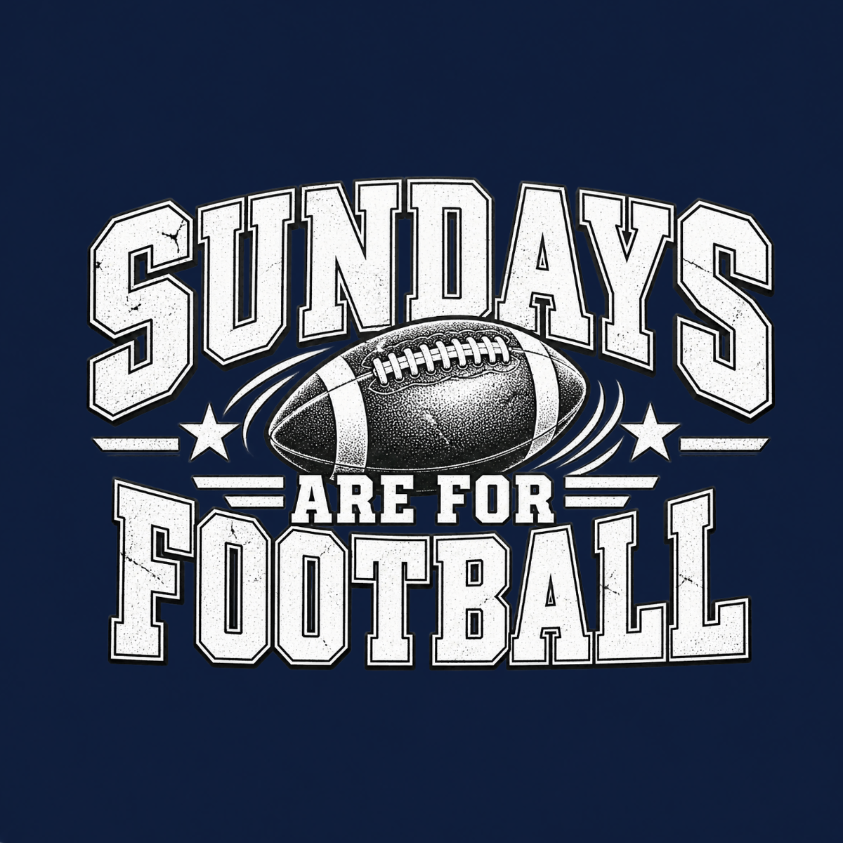 Sundays Are for Football vintage game day T-shirt featuring distressed athletic lettering and detailed football graphic – Navy