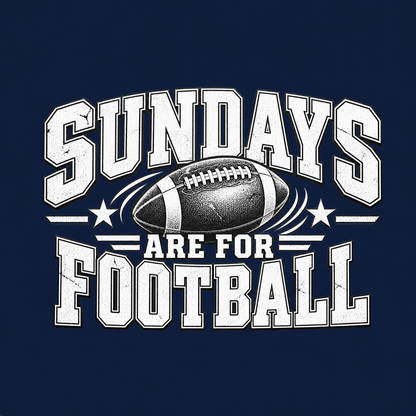 Sundays Are for Football vintage game day T-shirt featuring distressed athletic lettering and detailed football graphic – Navy