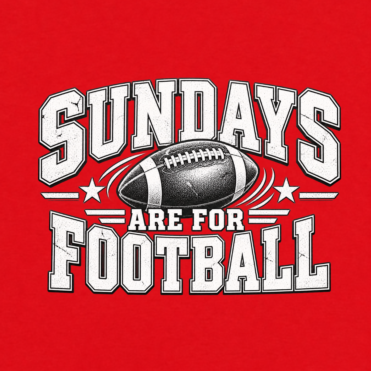 Sundays Are for Football vintage game day T-shirt featuring distressed athletic lettering and detailed football graphic – red