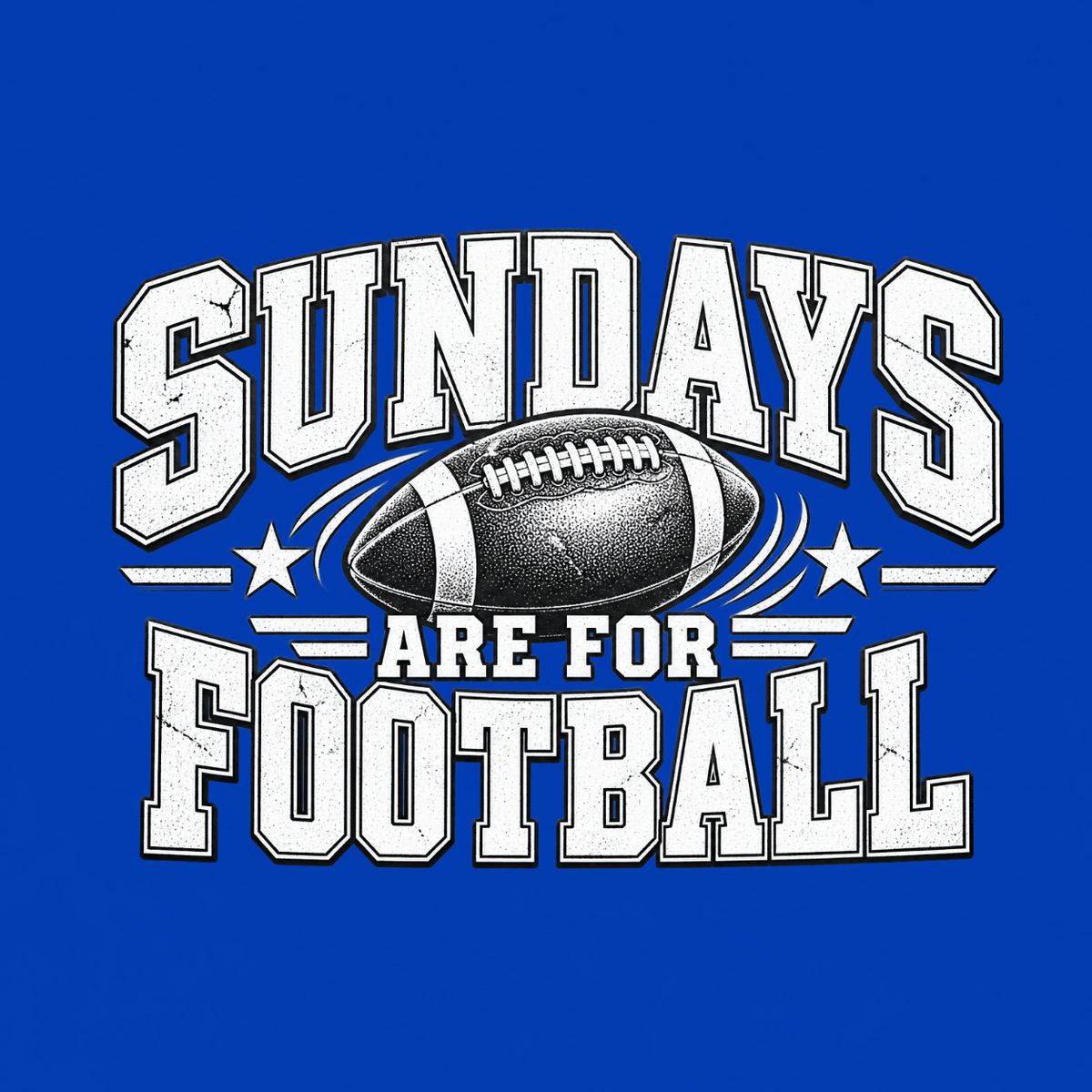 Sundays Are for Football vintage game day T-shirt featuring distressed athletic lettering and detailed football graphic – Royal