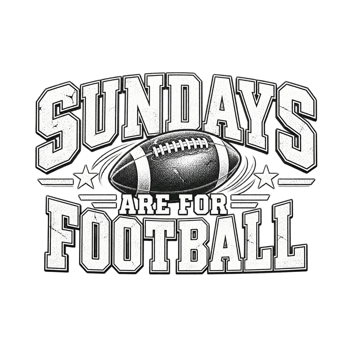 Sundays Are for Football vintage game day T-shirt featuring distressed athletic lettering and detailed football graphic – White