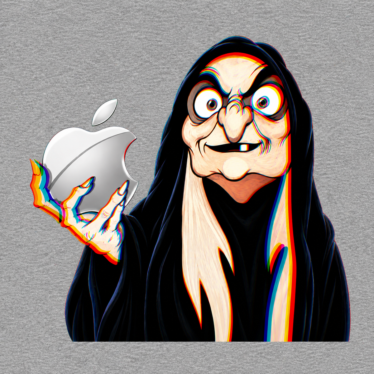 Wicked Byte Witch funny computer glitch graphic T-shirt - Heather Grey