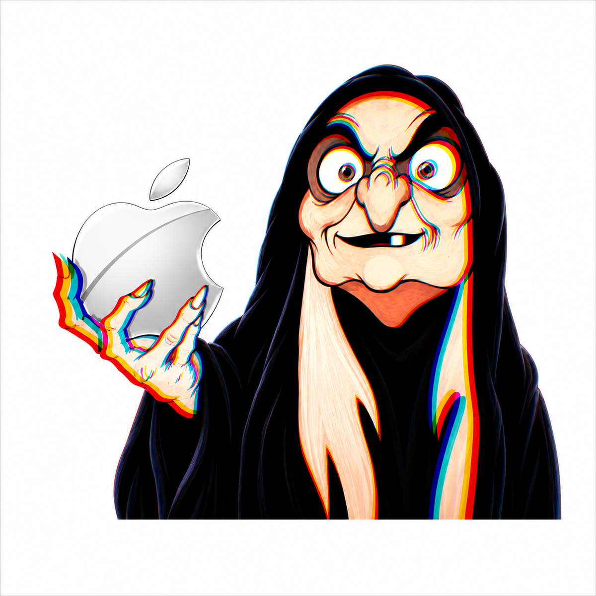 Wicked Byte Witch funny computer glitch graphic T-shirt - White
